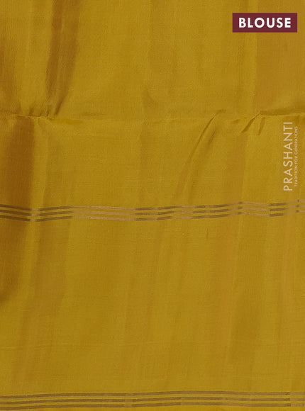 Pure soft silk saree beige and yellow with allover zari weaves pattern and rettapet zari woven border