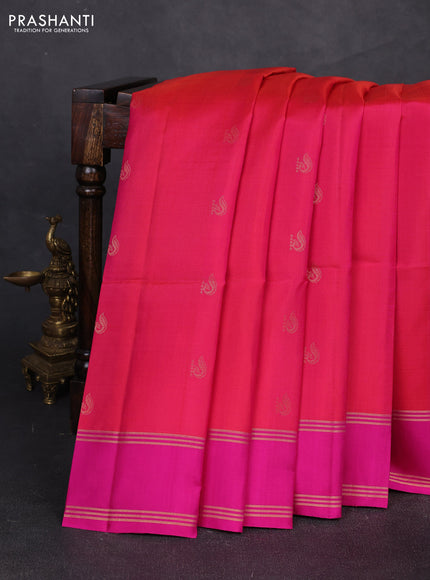 Pure soft silk saree pink with allover zari weaves pattern and rettapet zari woven border
