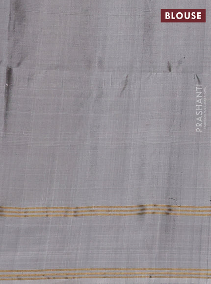 Pure soft silk saree deep maroon and grey with allover zari woven buttas and rettapet zari woven border