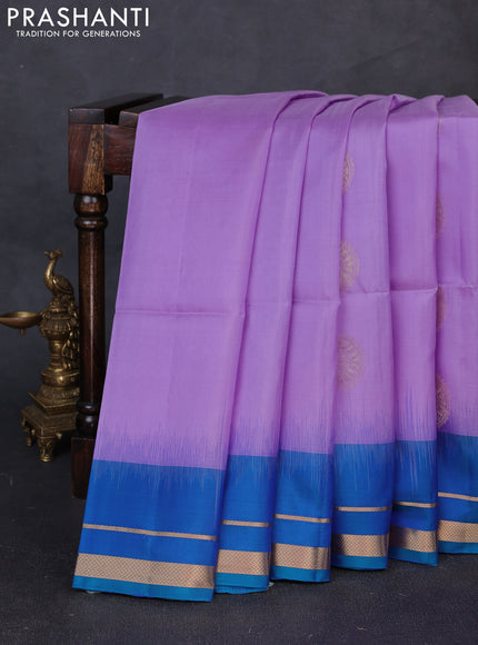 Pure soft silk saree lavender and dual shade of bluish green with zari woven buttas and zari woven border