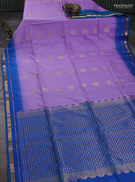 Pure soft silk saree lavender and dual shade of bluish green with zari woven buttas and zari woven border