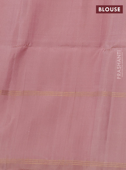 Pure soft silk saree light pink and sandal with allover zari woven buttas and rettapet zari woven border