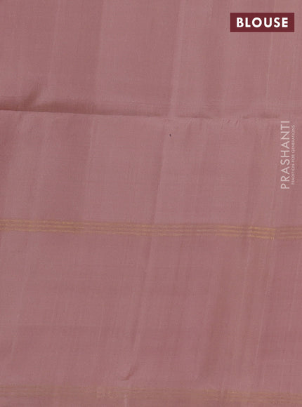 Pure soft silk saree elaichi green and pastel pink with allover zari woven buttas and rettapet zari woven border