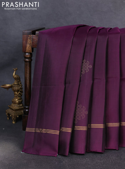 Pure soft silk saree deep purple with allover zari woven buttas and zari woven simple border