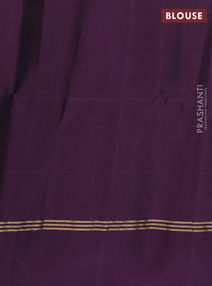Pure soft silk saree deep purple with allover zari woven buttas and zari woven simple border