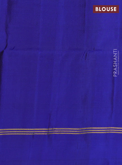Pure soft silk saree peacock blue with allover zari woven buttas and zari woven simple border