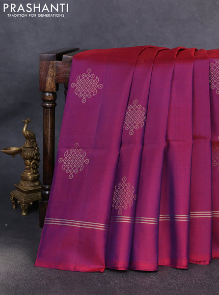 Pure soft silk saree purple with allover zari woven buttas and zari woven simple border