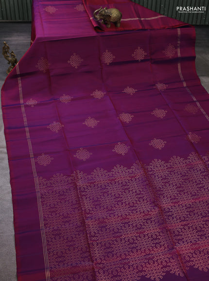 Pure soft silk saree purple with allover zari woven buttas and zari woven simple border
