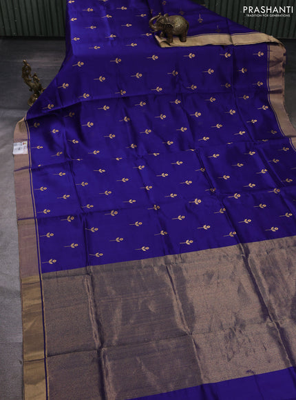 Pure chanderi silk saree blue with zari woven buttas and zari woven border