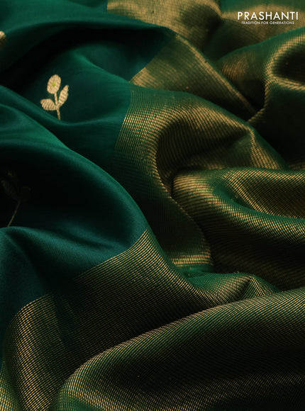Pure chanderi silk saree green with zari woven buttas and zari woven border