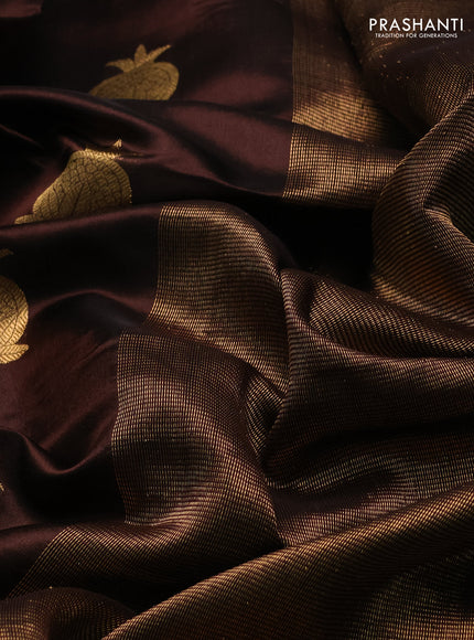 Pure chanderi silk saree coffee brown with zari woven buttas and zari woven border