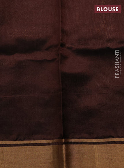 Pure chanderi silk saree coffee brown with zari woven buttas and zari woven border