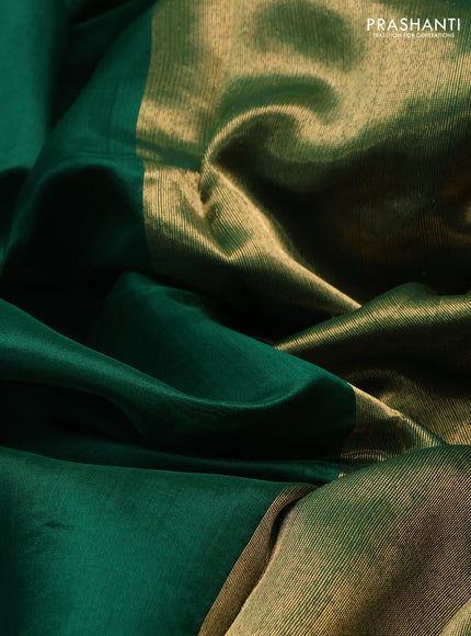 Pure chanderi silk saree green with zari woven buttas and zari woven border