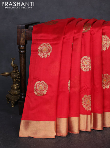 Pure chanderi silk saree red with zari woven buttas and zari woven border