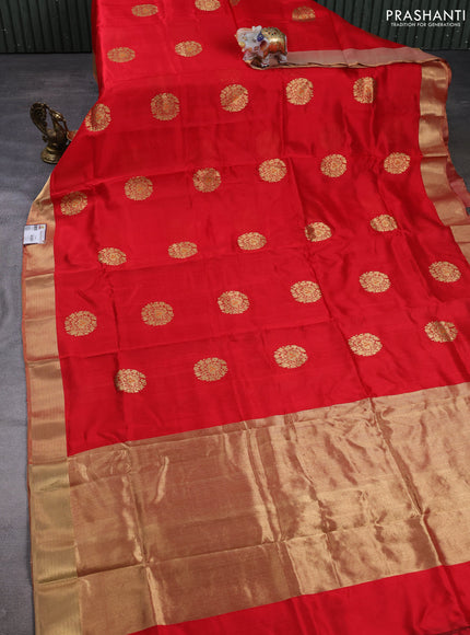 Pure chanderi silk saree red with zari woven buttas and zari woven border