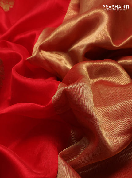 Pure chanderi silk saree red with zari woven buttas and zari woven border
