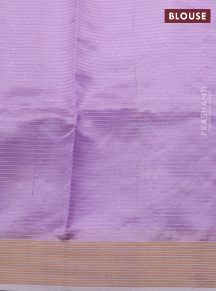 Pure chanderi silk saree mild lavender with allover checks & buttas and zari woven border