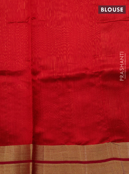 Pure chanderi silk saree pink red with allover stripes & buttas and zari woven border