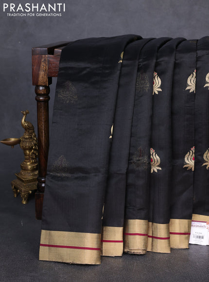 Pure chanderi silk saree black with zari woven buttas and zari woven border