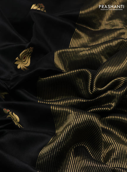 Pure chanderi silk saree black with zari woven buttas and zari woven border