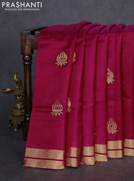 Pure chanderi silk saree reddish pink with zari woven buttas and zari woven border