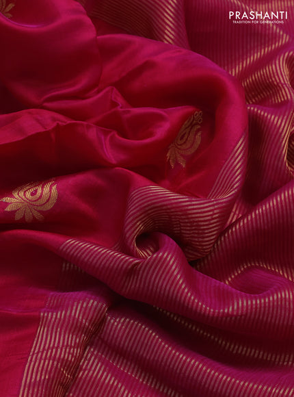 Pure chanderi silk saree reddish pink with zari woven buttas and zari woven border