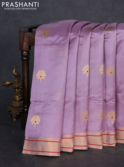 Pure chanderi silk saree lavender with zari woven buttas and zari woven border