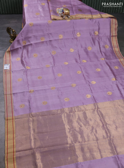 Pure chanderi silk saree lavender with zari woven buttas and zari woven border