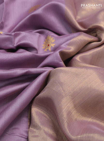Pure chanderi silk saree lavender with zari woven buttas and zari woven border