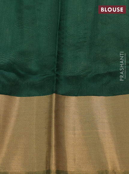 Pure chanderi silk saree bottle green with thread & zari woven buttas and zari woven border
