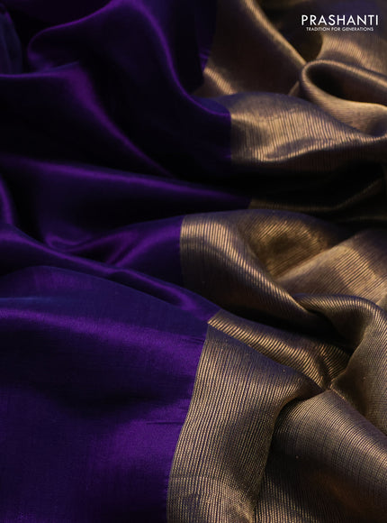 Pure chanderi silk saree violet with thread & zari woven buttas and zari woven border