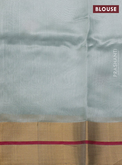 Pure chanderi silk saree pastel blue with thread & zari woven buttas and zari woven border