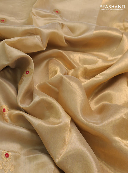 Pure chanderi silk saree sandal with zari woven buttas and zari woven border