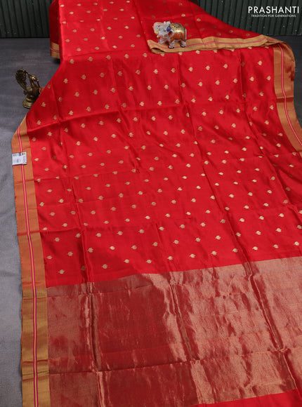 Pure chanderi silk saree red with zari woven buttas and zari woven border