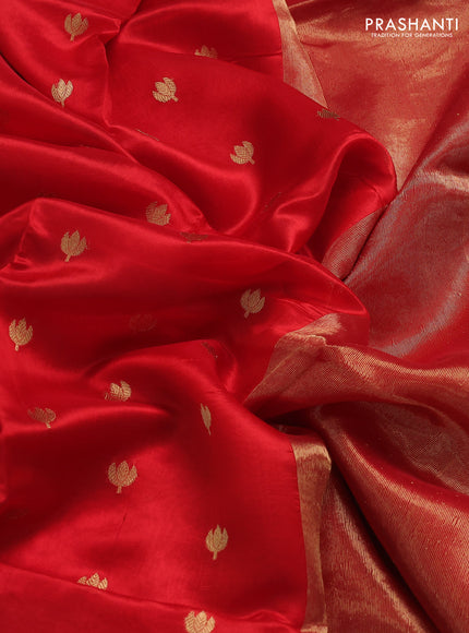 Pure chanderi silk saree red with zari woven buttas and zari woven border