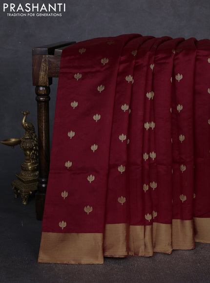Pure chanderi silk saree maroon with zari woven buttas and zari woven border