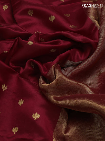 Pure chanderi silk saree maroon with zari woven buttas and zari woven border
