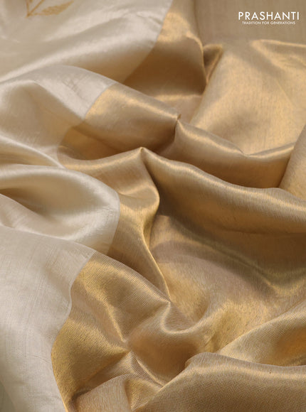 Pure chanderi silk saree beige with thread & zari woven buttas and zari woven border