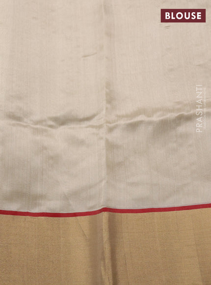 Pure chanderi silk saree beige with thread & zari woven buttas and zari woven border