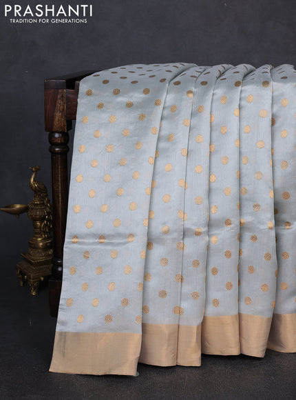 Pure chanderi silk saree pastel blue with allover zari woven buttas and zari woven border