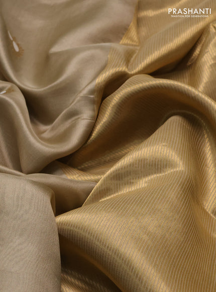 Pure chanderi silk saree beige with thread & zari woven buttas and zari woven border