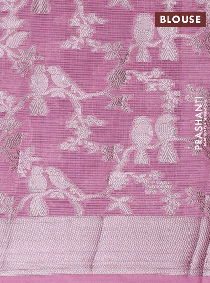 Cotton zari kota unstitched lehenga red and light pink with silver zari woven buttas and long rich silver zari woven border