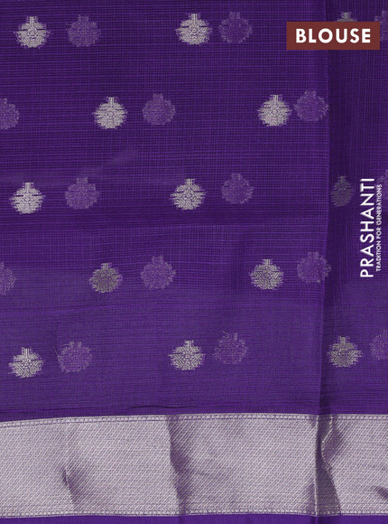 Cotton zari kota unstitched lehenga light blue and violet with silver zari woven buttas and rich zari woven border