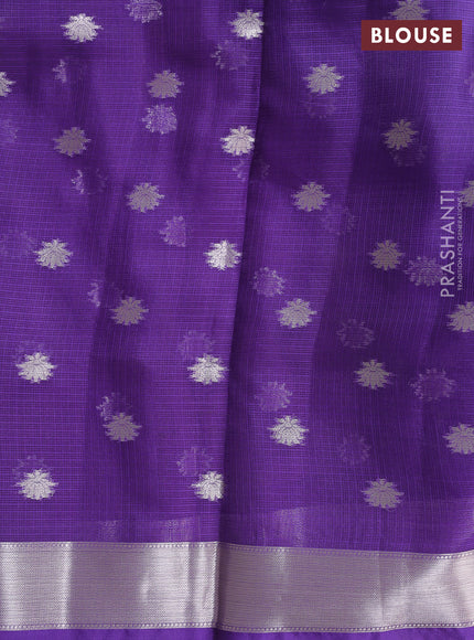 Cotton zari kota unstitched lehenga teal blue and blue with silver zari woven buttas and long rich zari woven border