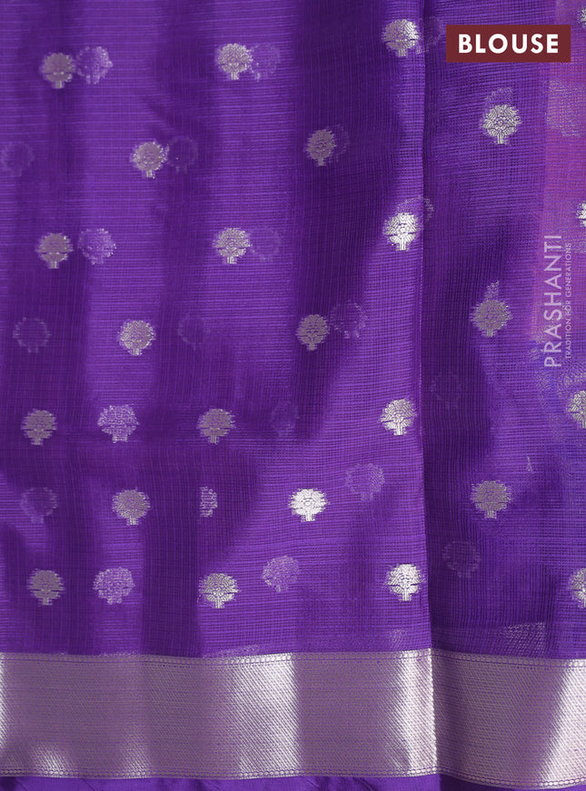 Cotton zari kota unstitched lehenga light pink and blue with silver zari woven buttas and long rich zari woven border