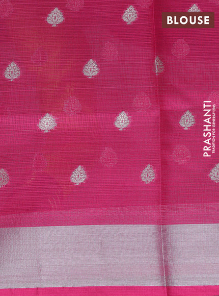 Cotton zari kota unstitched lehenga teal blue and pink with silver zari woven buttas and long rich zari woven border