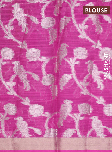 Cotton zari kota unstitched lehenga rust shade and purple with allover zari woven buttas and long rich zari woven border