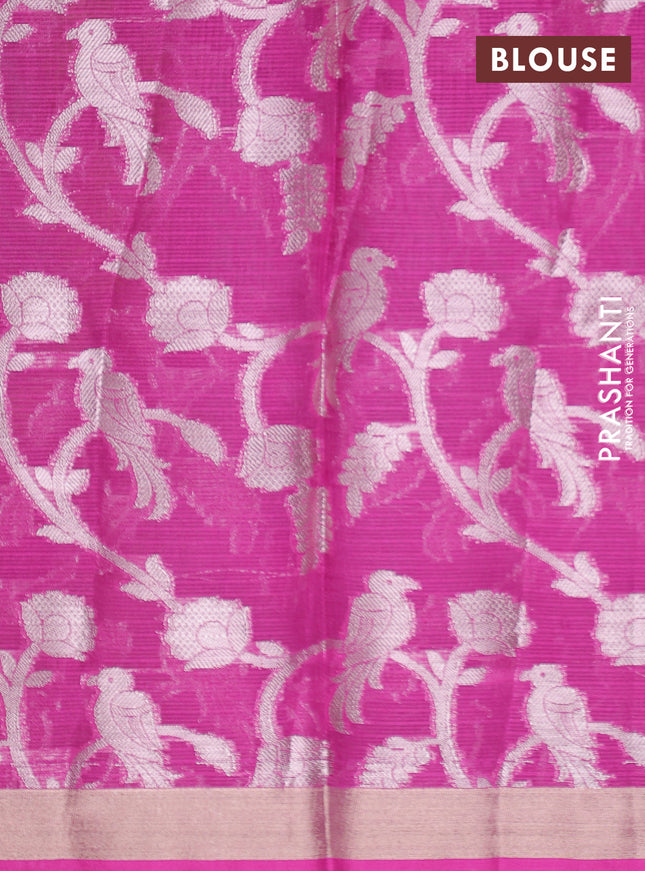 Cotton zari kota unstitched lehenga rust shade and purple with allover zari woven buttas and long rich zari woven border