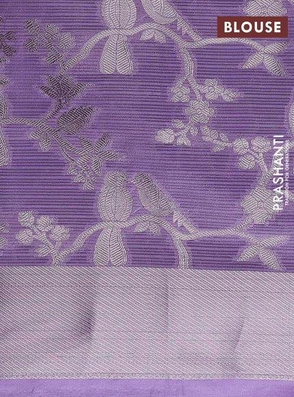 Cotton zari kota unstitched lehenga violet and lavender with silver zari woven buttas and silver zari woven border
