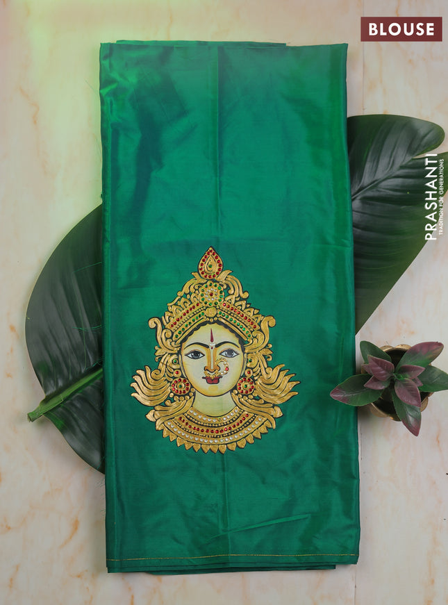 Green tanjore paint blouse material